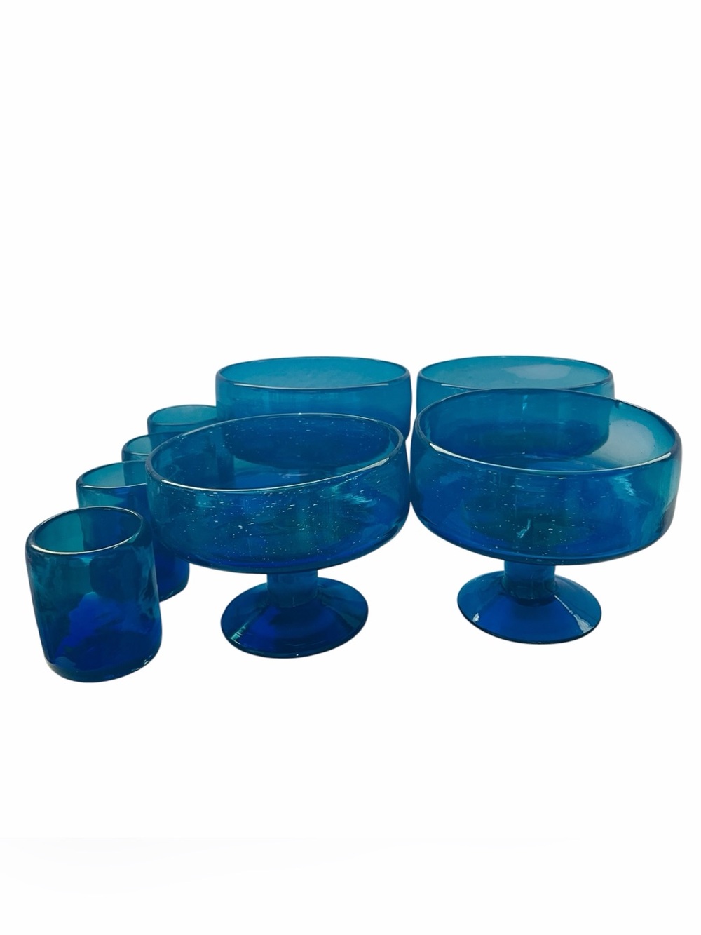 Vintage Colony Nouveau Riviera Blue Optic Low Sherbet Glass Set of 4 + Cups